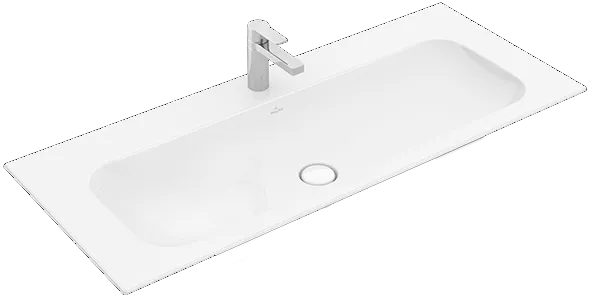 Villeroy & Boch Schrankwaschtisch aus TitanCeram „Finion“ 1200 × 500 × 160 mm, mit Hahnlochbohrung, Hahnlochposition mittig in Weiß Alpin, mit CeramicPlus Villeroy & Boch Schrankwaschtisch aus TitanCeram „Finion“ 1200 × 500 × 160 mm, mit Hahnlochbohrung, Hahnlochposition mittig in Weiß Alpin, mit CeramicPlus