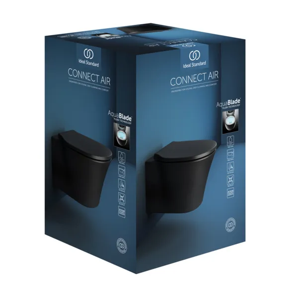 Ideal Standard Connect Air Wand-Tiefspül-WC-Kombipaket Connect Air, AQUABLADE, mit Softclosing, 360x540mm, Schwarz Ideal Standard Connect Air Wand-Tiefspül-WC-Kombipaket Connect Air, AQUABLADE, mit Softclosing, 360x540mm, Schwarz
