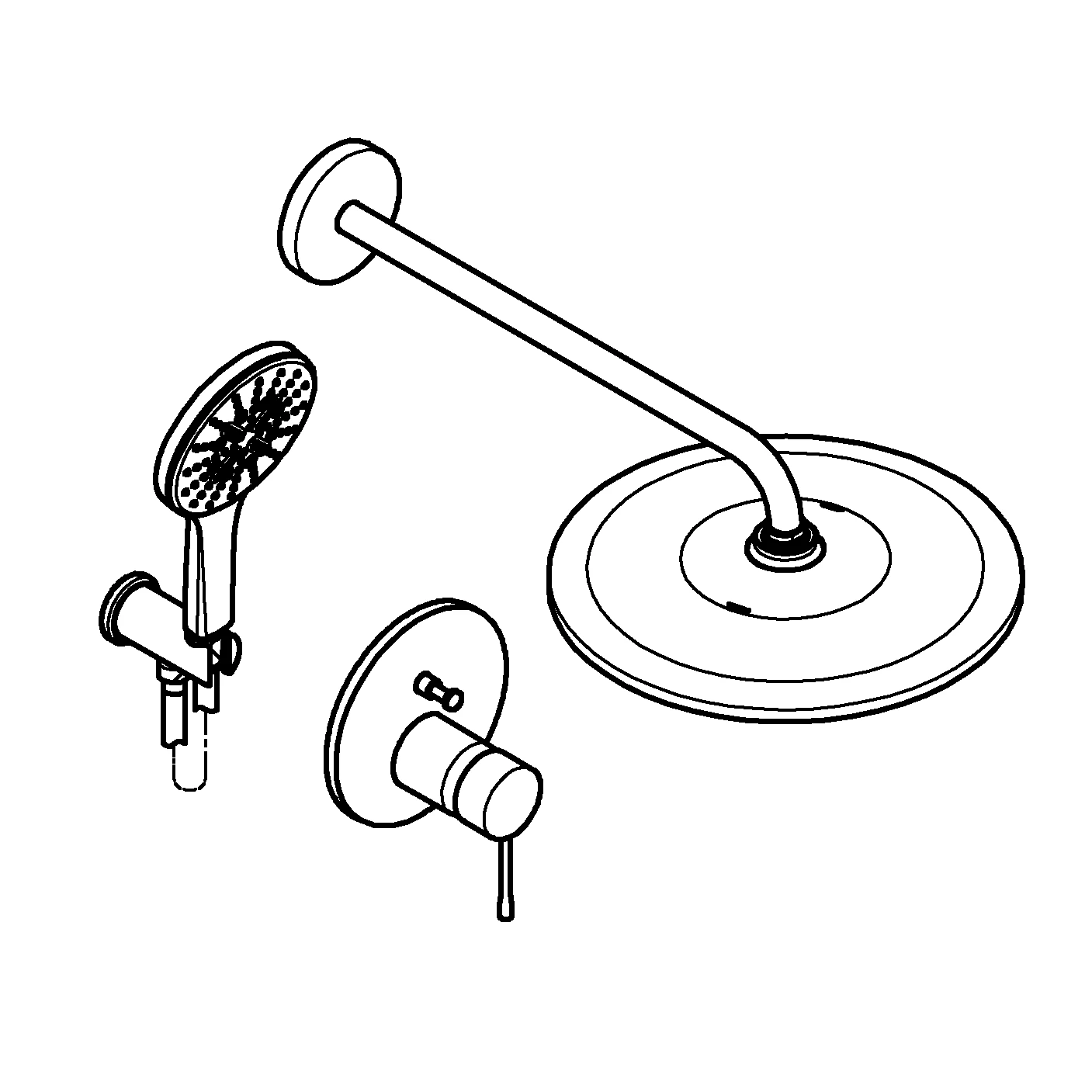 Unterputz-Duschsystem Essence 25287, mit UP-Einhandmischer mit 2-Wege-Umstellung, Rapido SmartBox, Kopfbrause Rainshower Mono 310, Rainshower SmartActive 130 Handbrause, Wandabgangsbogen, Brauseschlauch, chrom