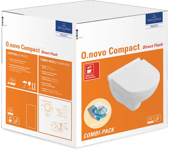 Combi-Pack O.novo 5688HR, 360 x 490 x 350 mm, Oval, wandhängend, Abgang waagerecht, Weiß Alpin