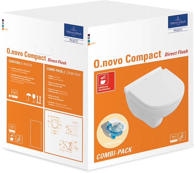 Combi-Pack O.novo 5688HR, 360 x 490 x 350 mm, Oval, wandhängend, Abgang waagerecht, Weiß Alpin
