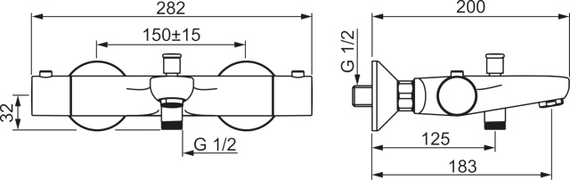 HA Wafü und Brausebatterie HANSAUNITA 5837 Ausladung 180 mm DN15 Chrom