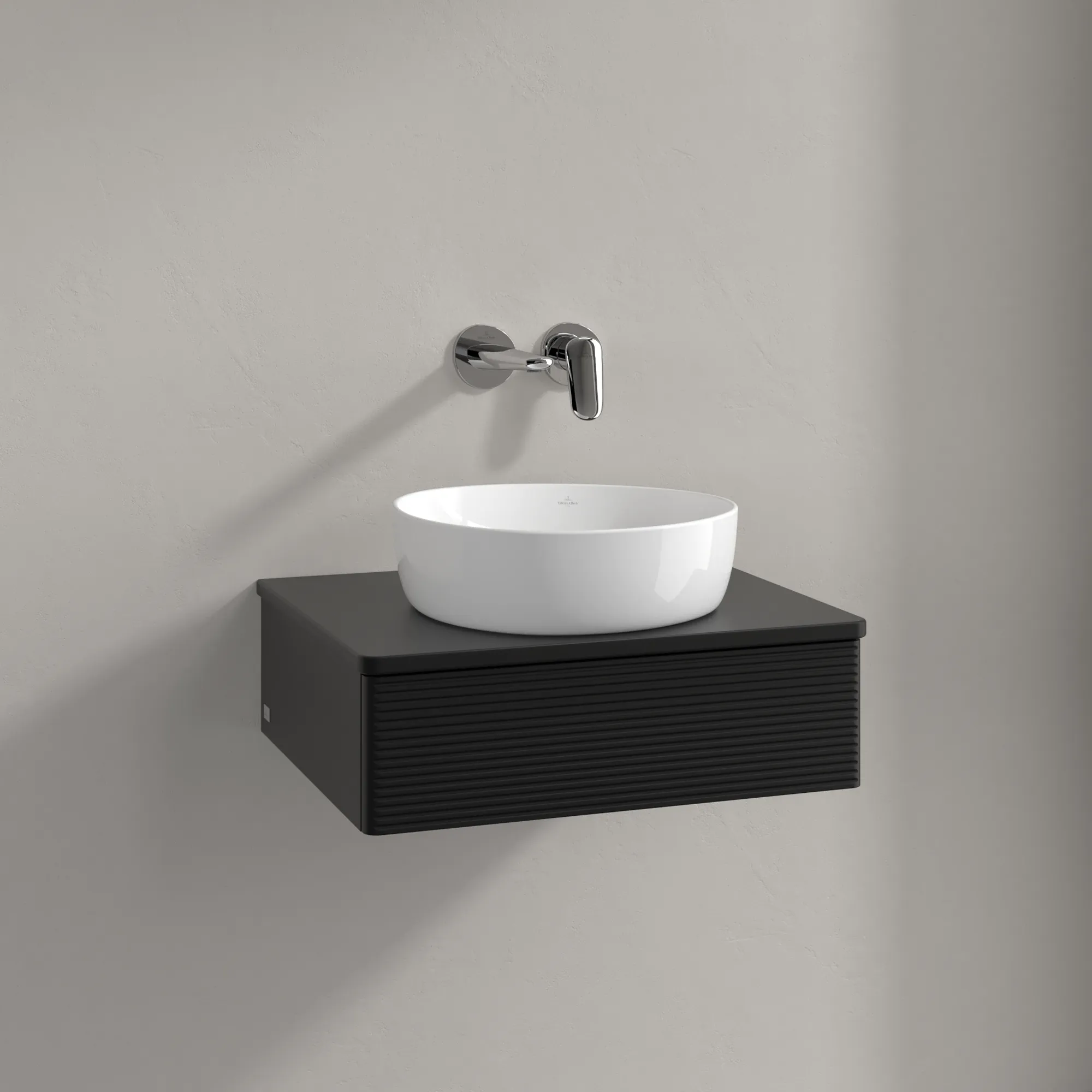 Villeroy & Boch Waschbeckenunterschrank Antao K07110PD, eckig, 600x190x500 mm, Black Matt Lacquer, mit SoftClosing und Push-to-open Funktion