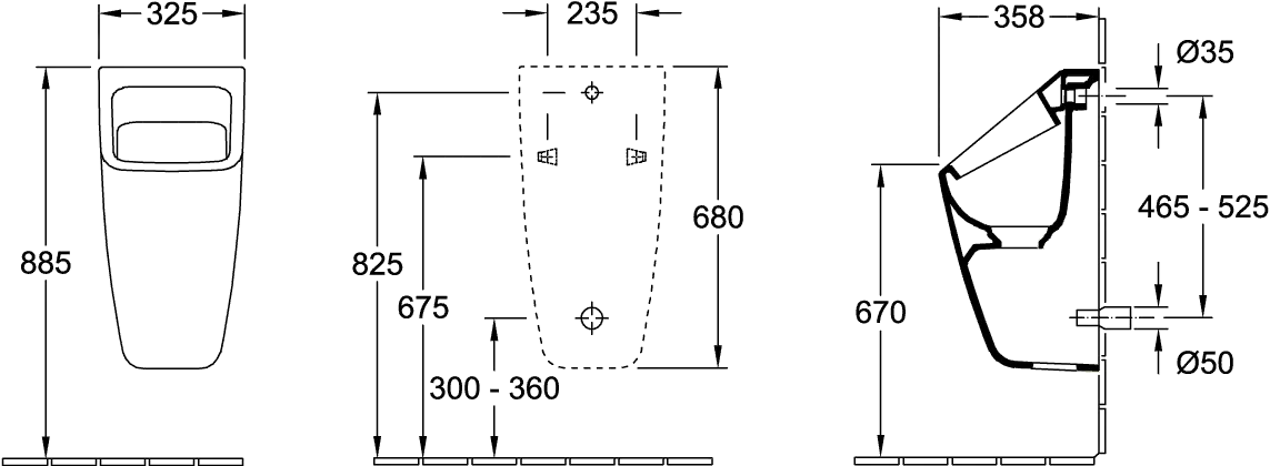 Urinal „Architectura“, Befestigung verdeckt, Zulauf verdeckt, mit Zielobjekt 32,5 × 68 × 35,5 cm in Weiß Alpin Urinal „Architectura“, Befestigung verdeckt, Zulauf verdeckt, mit Zielobjekt 32,5 × 68 × 35,5 cm in Weiß Alpin