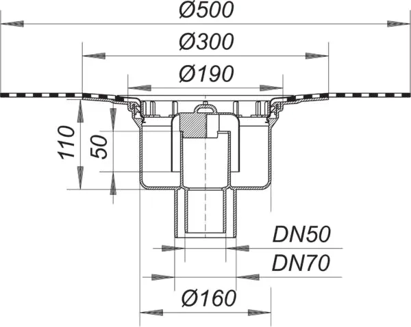 Ablaufgehäuse 61 HT DallBit, DN 50/DN 70