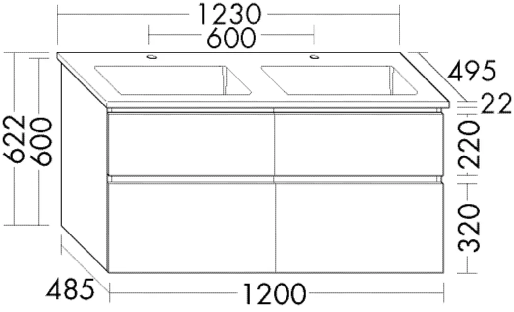 burgbad Waschtischunterschrank „Lin20“ in Weiß Matt mit Laserkante burgbad Waschtischunterschrank „Lin20“ in Weiß Matt mit Laserkante