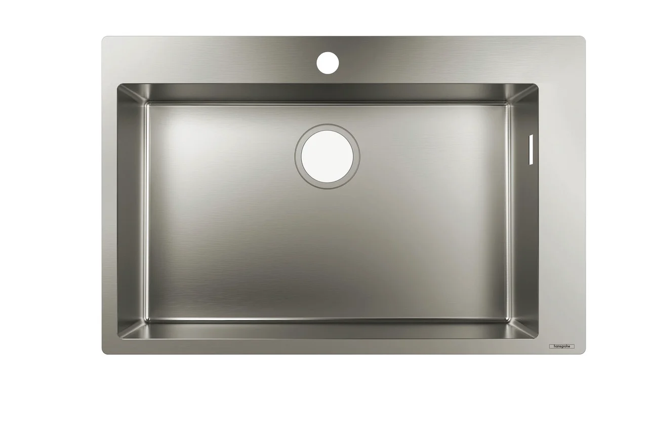 Hansgrohe Einbauspüle S71 Edelstahl, 740 x 480 mm, 1 Hauptbecken, flach aufliegend oder flächenbündig