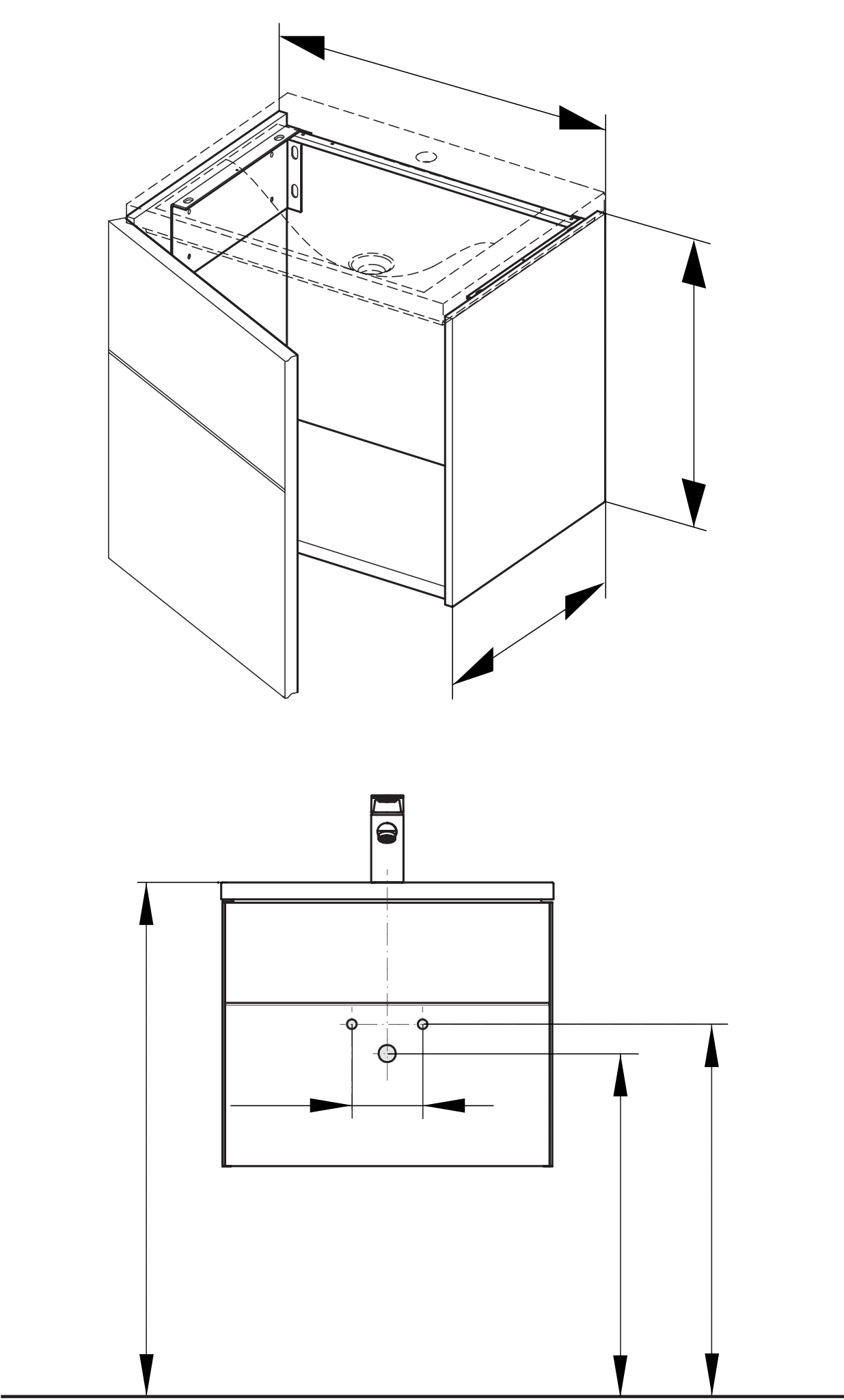 Royal Reflex 34090110001 Waschtischunterbau 1-türig, Anschlag links 496 x 450 x 347 mm anthrazit/anthrazit