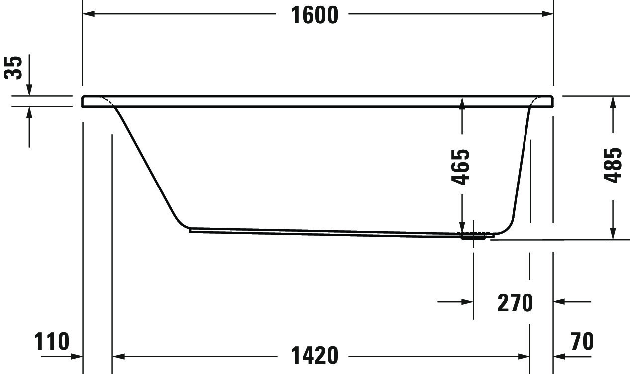 Duravit Whirlwanne „D-Neo“ rechteck 160 × 70 cm, Fußablauf 