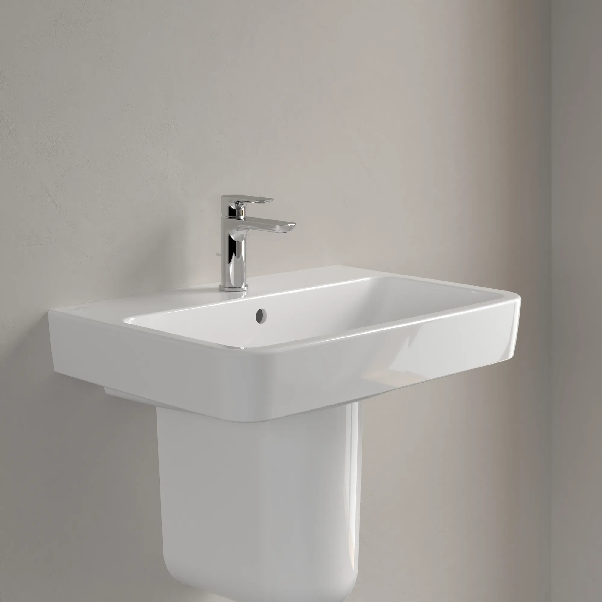 Villeroy & Boch Wandwaschtisch „O.novo“ 650 × 460 × 175 mm, für Becken mittig, mit Hahnlochbohrung, Hahnlochposition mittig in Weiß Alpin Villeroy & Boch Wandwaschtisch „O.novo“ 650 × 460 × 175 mm, für Becken mittig, mit Hahnlochbohrung, Hahnlochposition mittig in Weiß Alpin