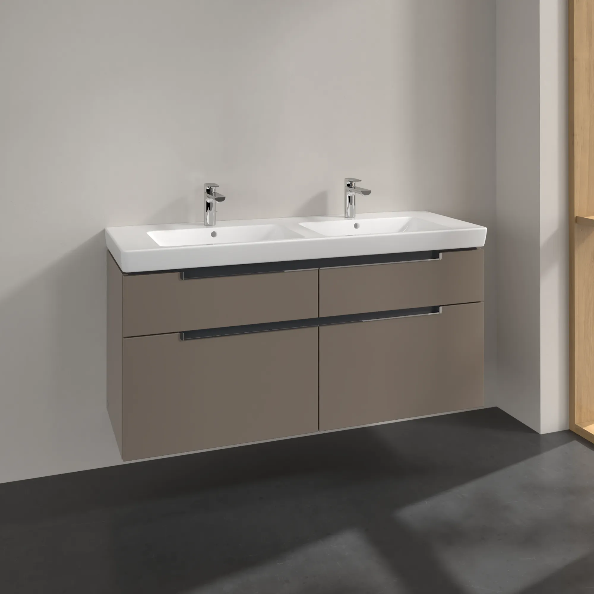 Villeroy & Boch Waschtischunterschrank „Subway 2.0“ 128,7 × 59 × 44,9 × 44,9 cm Truffle Grey, mittig, ohne Beleuchtung Villeroy & Boch Waschtischunterschrank „Subway 2.0“ 128,7 × 59 × 44,9 × 44,9 cm Truffle Grey, mittig, ohne Beleuchtung
