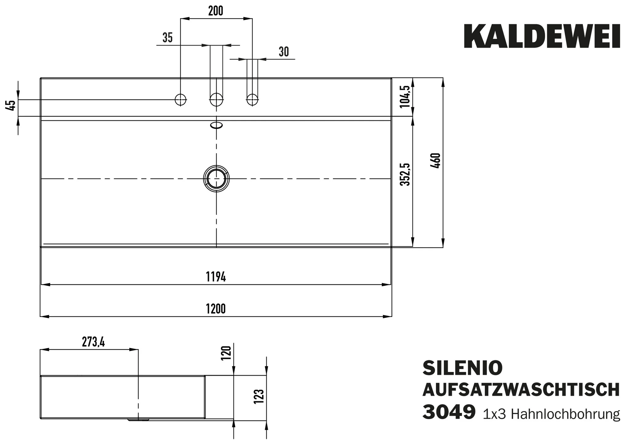 Doppelwaschtisch „Silenio“ 120 × 46 cm, ohne Hahnlochbohrung in schwarz, mit Perl-Effekt