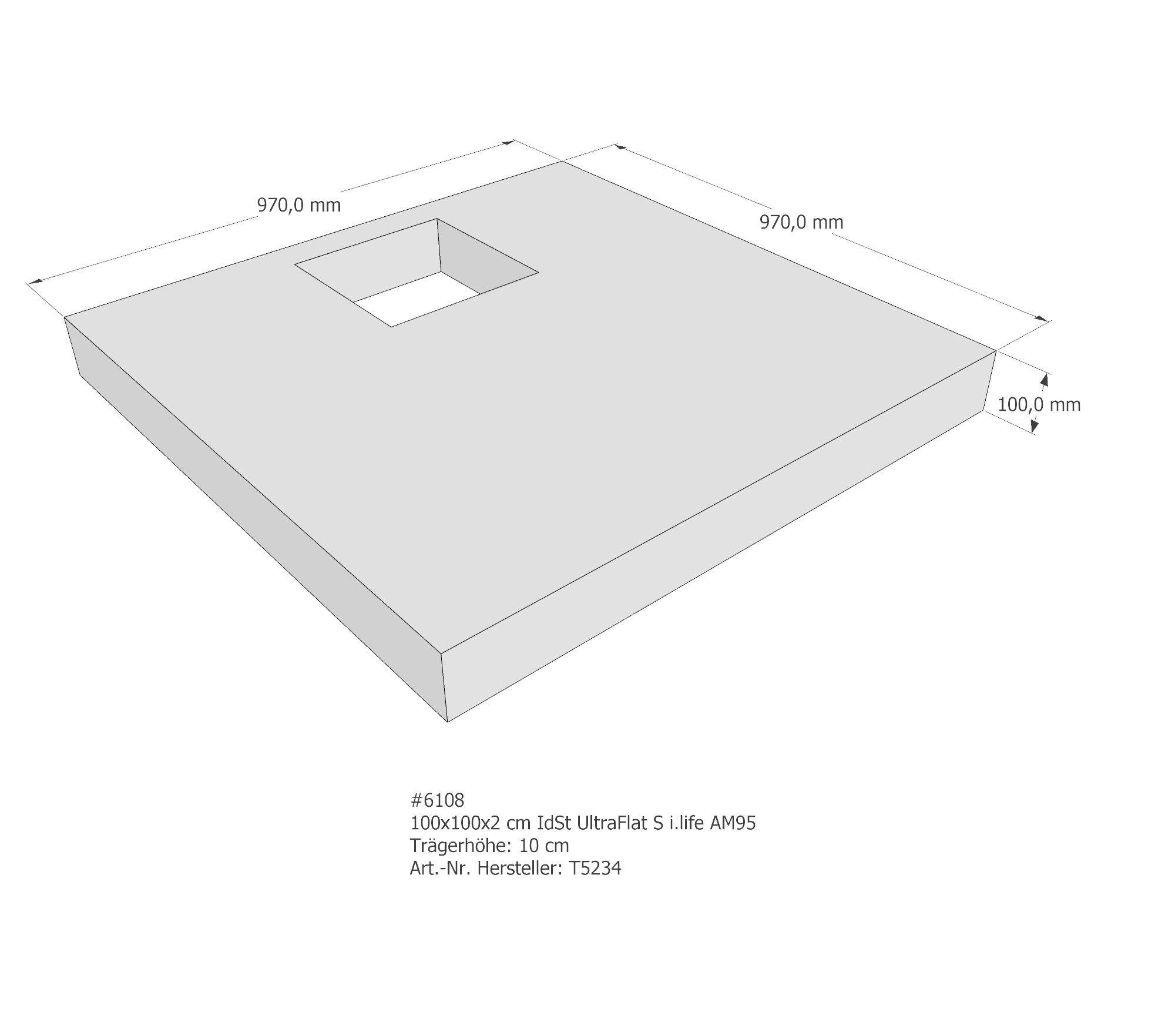Duschwannenträger für Ideal Standard Ultra Flat S i.life 100 × 100 × 2 cm