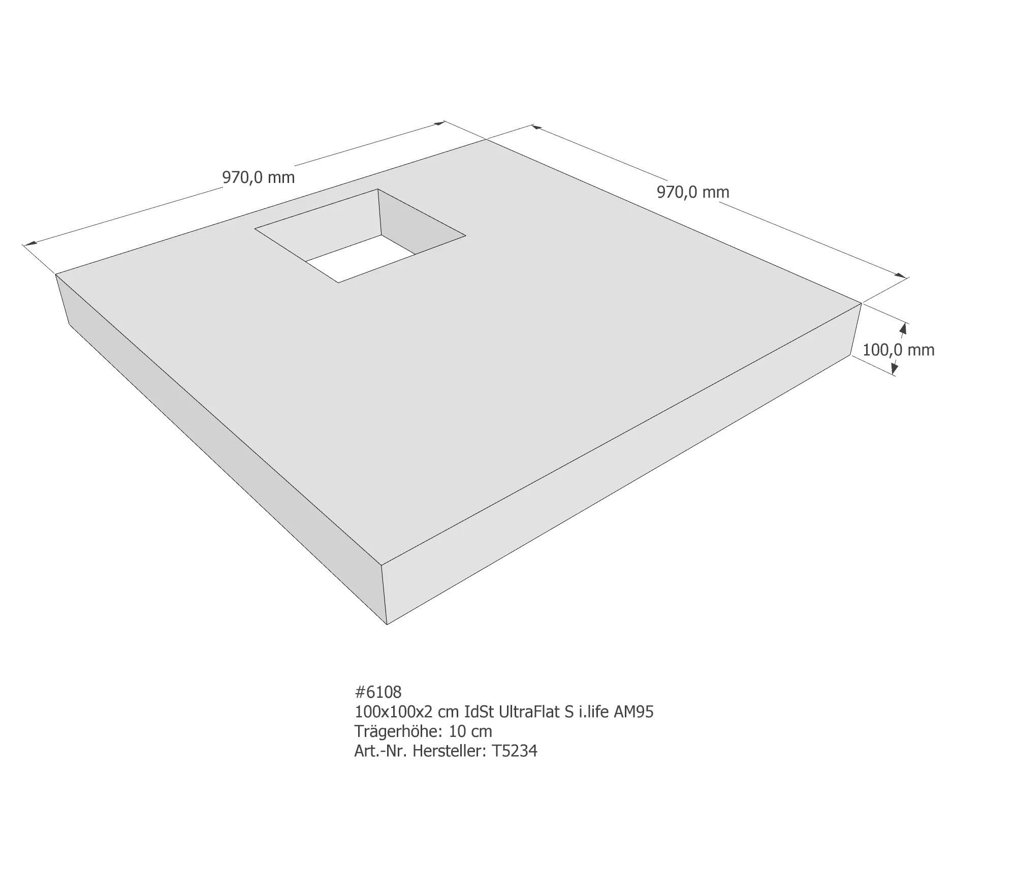 Duschwannenträger passend für Ideal Standard Ultra Flat S i.life 100 × 100 × 2 cm Duschwannenträger passend für Ideal Standard Ultra Flat S i.life 100 × 100 × 2 cm