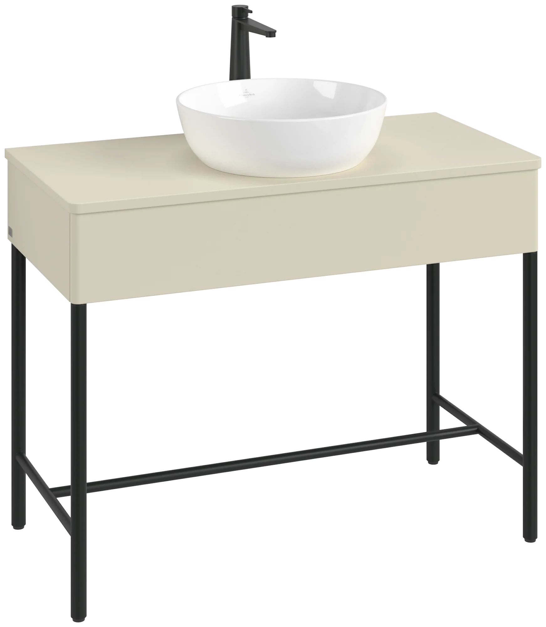 Villeroy & Boch Waschbeckenunterschrank Artis K61051, Silk Grey Matt Lacquer, 1000x782x500mm, mit Metallgestell, Push-to-open Funktion, 1 Auszug