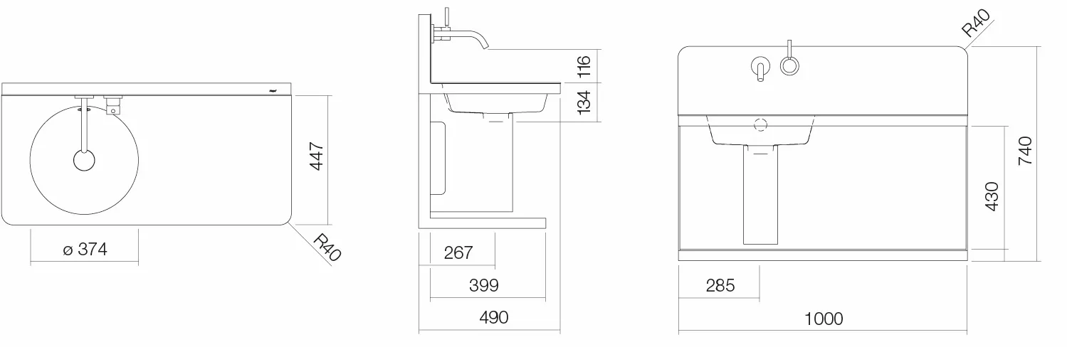 Alape Waschplatz Steel19L.1R, Wandhängend, 1000x740x490 mm Alape Waschplatz Steel19L.1R, Wandhängend, 1000x740x490 mm