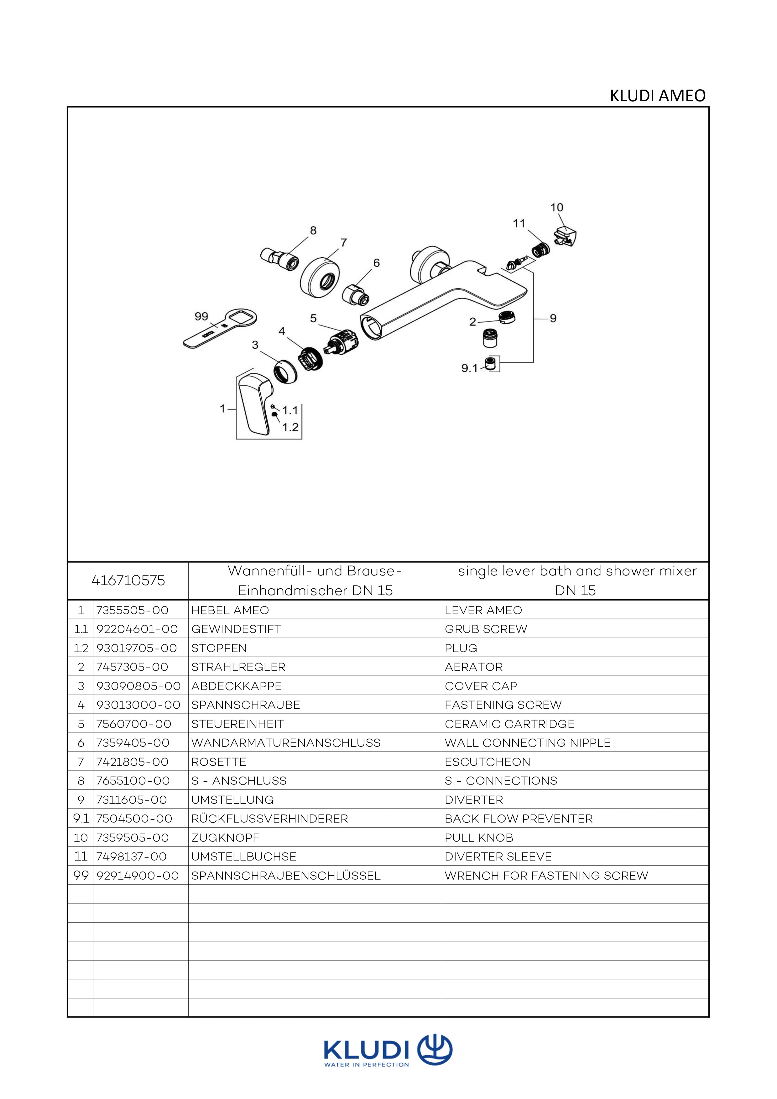AMEO Wannenfüll. und Brause EHM mit seitl. Bedienung chrom AMEO Wannenfüll. und Brause EHM mit seitl. Bedienung chrom