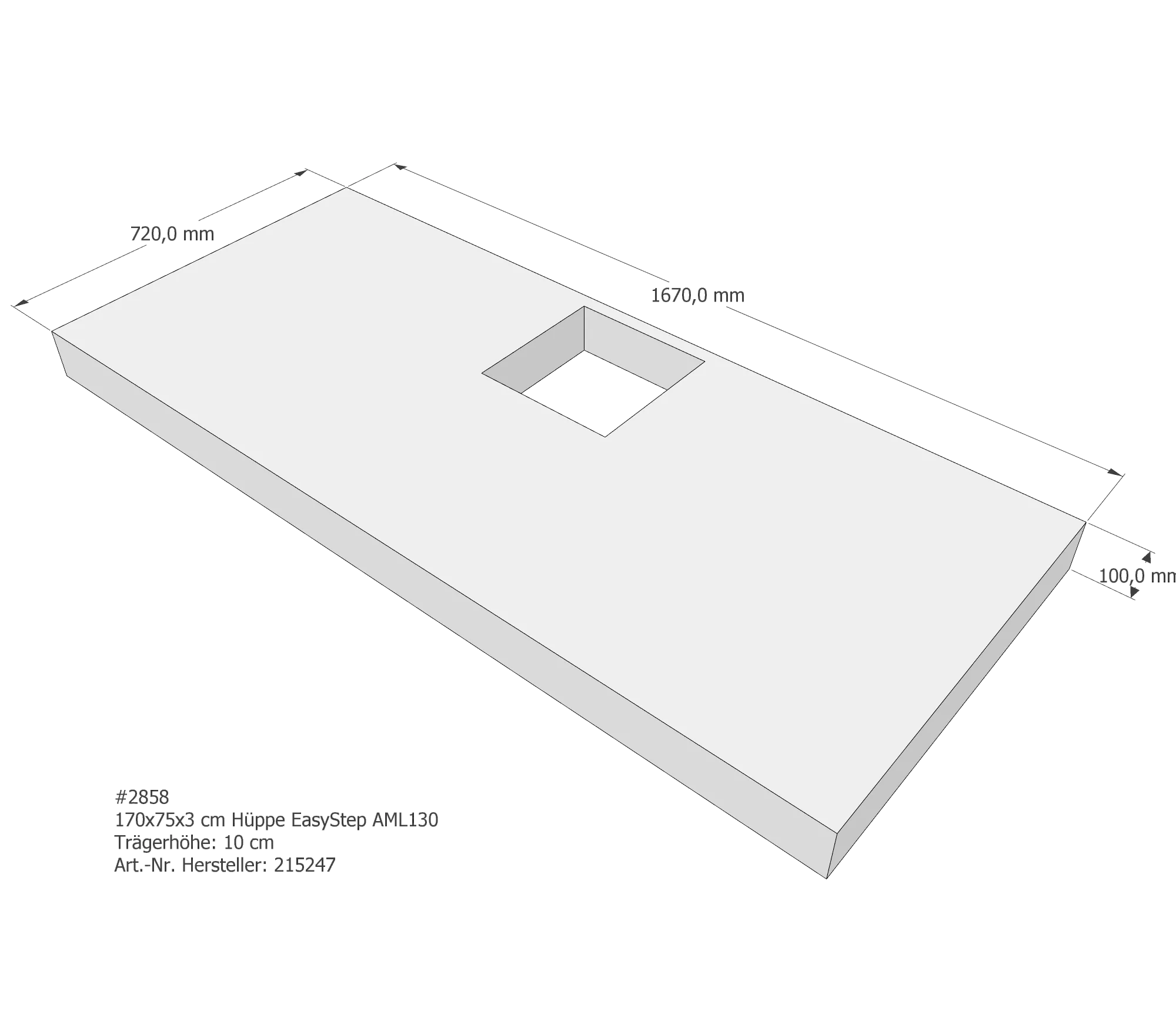 Duschwannenträger passend für Hüppe EasyStep 170 × 75 × 3 cm