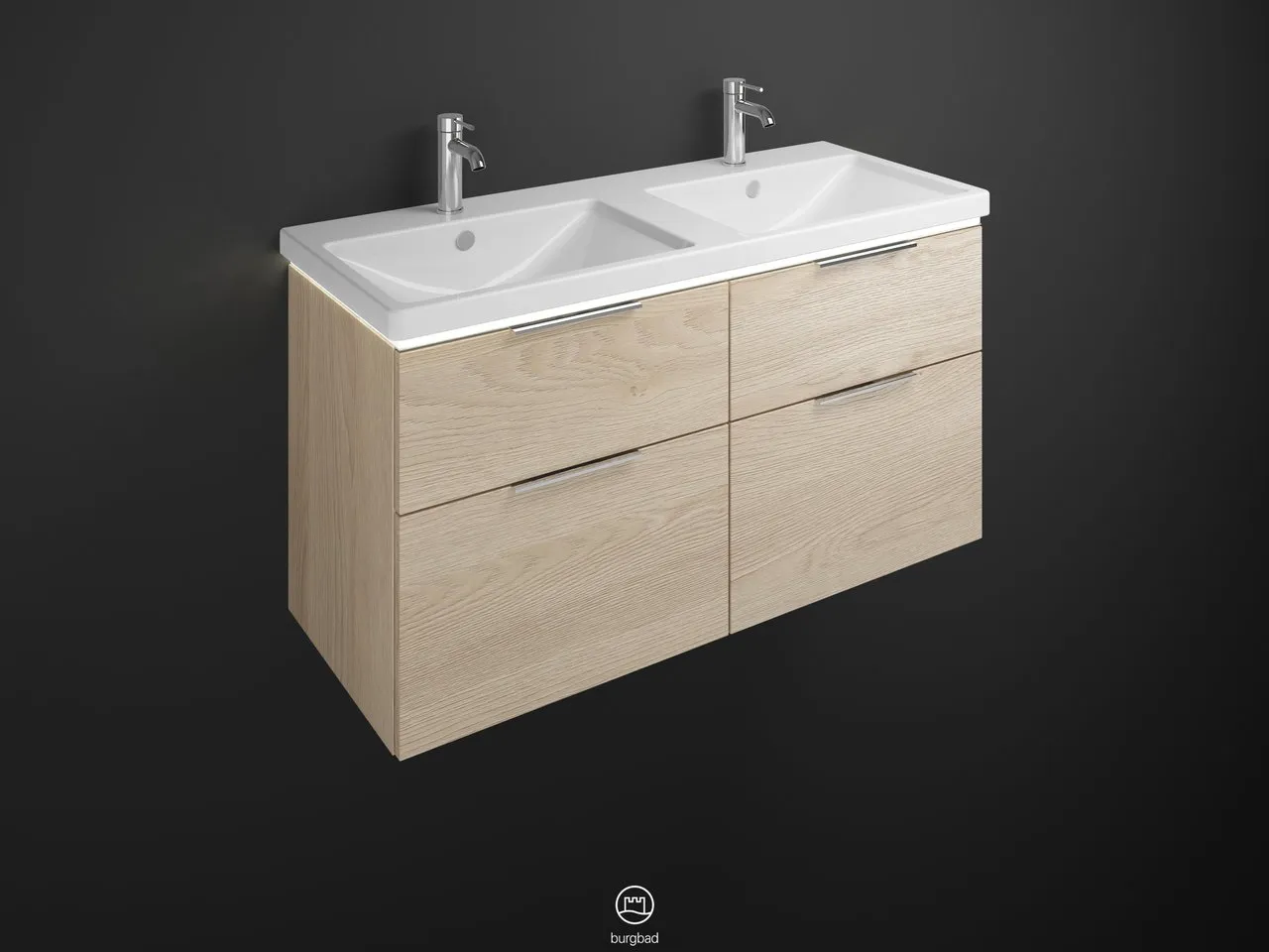 burgbad Badmöbelset Keramik-Waschtisch inkl. Waschtischunterschrank „Eqio“ 123 × 66,5 × 49 cm Griffleiste, Chrom, in Eiche Dekor Cashmere burgbad Badmöbelset Keramik-Waschtisch inkl. Waschtischunterschrank „Eqio“ 123 × 66,5 × 49 cm Griffleiste, Chrom, in Eiche Dekor Cashmere