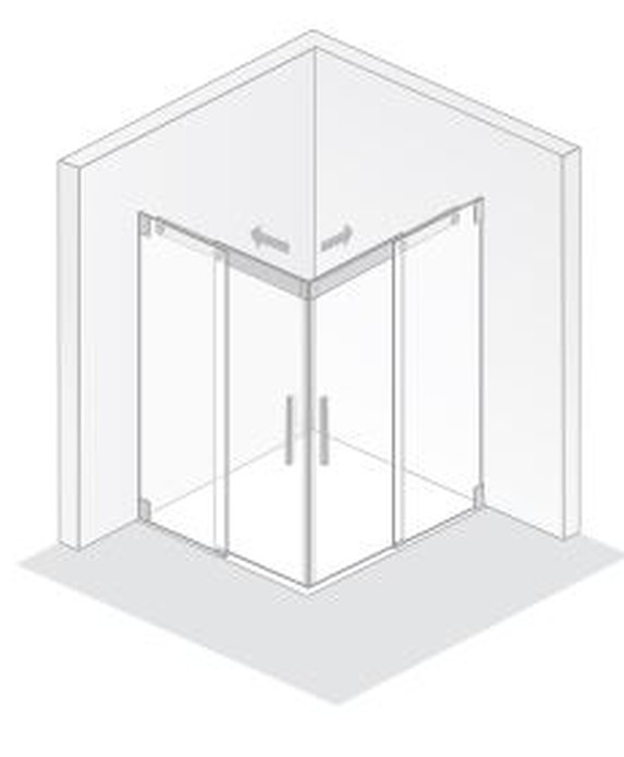 HSK Eckeinstieg Schiebetür 4-teilig „K2“ Glas Mattierung mittig (65 cm) HSK Eckeinstieg Schiebetür 4-teilig „K2“ Glas Mattierung mittig (65 cm)