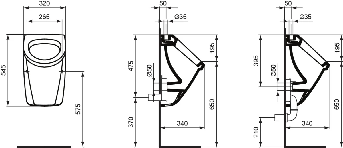 Ideal Standard Eurovit Urinal, Zulauf von oben, weiß Ideal Standard Eurovit Urinal, Zulauf von oben, weiß