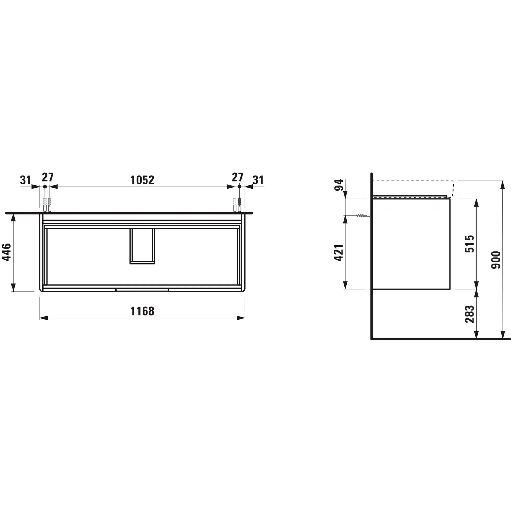 Laufen Waschtischunterbau JUNA für PRO S, 2 Schubladen, Griffmulde, WT H814965, weiß matt Laufen Waschtischunterbau JUNA für PRO S, 2 Schubladen, Griffmulde, WT H814965, weiß matt