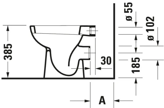 Stand-Tiefspül-WC „D-Code“ 35 × 38,5 × 48 cm in, mit Spülrand