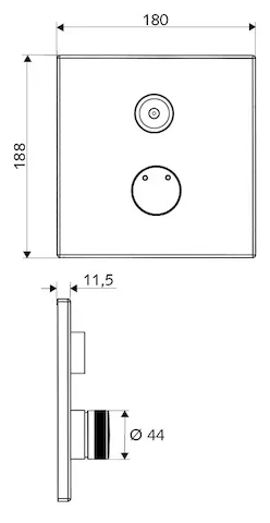 Unterputz-Dusche LINUS D-C-M, Mischwasser, Frontplatte, IP65 (CVD-Touch-Elektronik), Frontplatte chrom