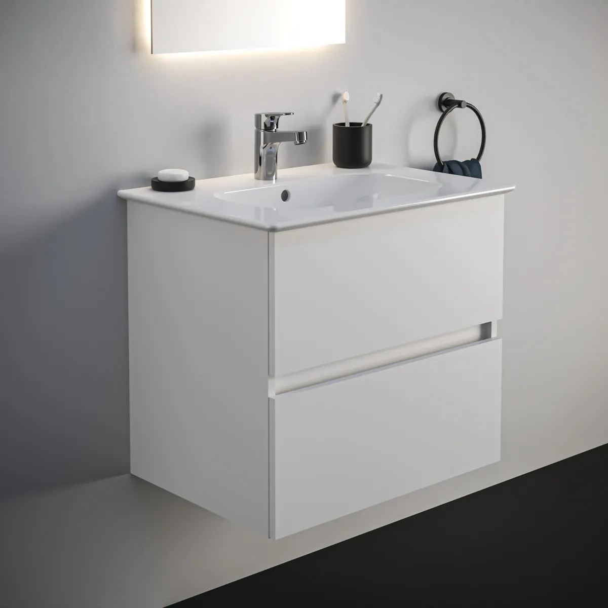 Ideal Standard Möbelwaschtischunterschrank Eurovit+ 2 Auszüge 700x440x550mm Hochglanz weiß Ideal Standard Möbelwaschtischunterschrank Eurovit+ 2 Auszüge 700x440x550mm Hochglanz weiß