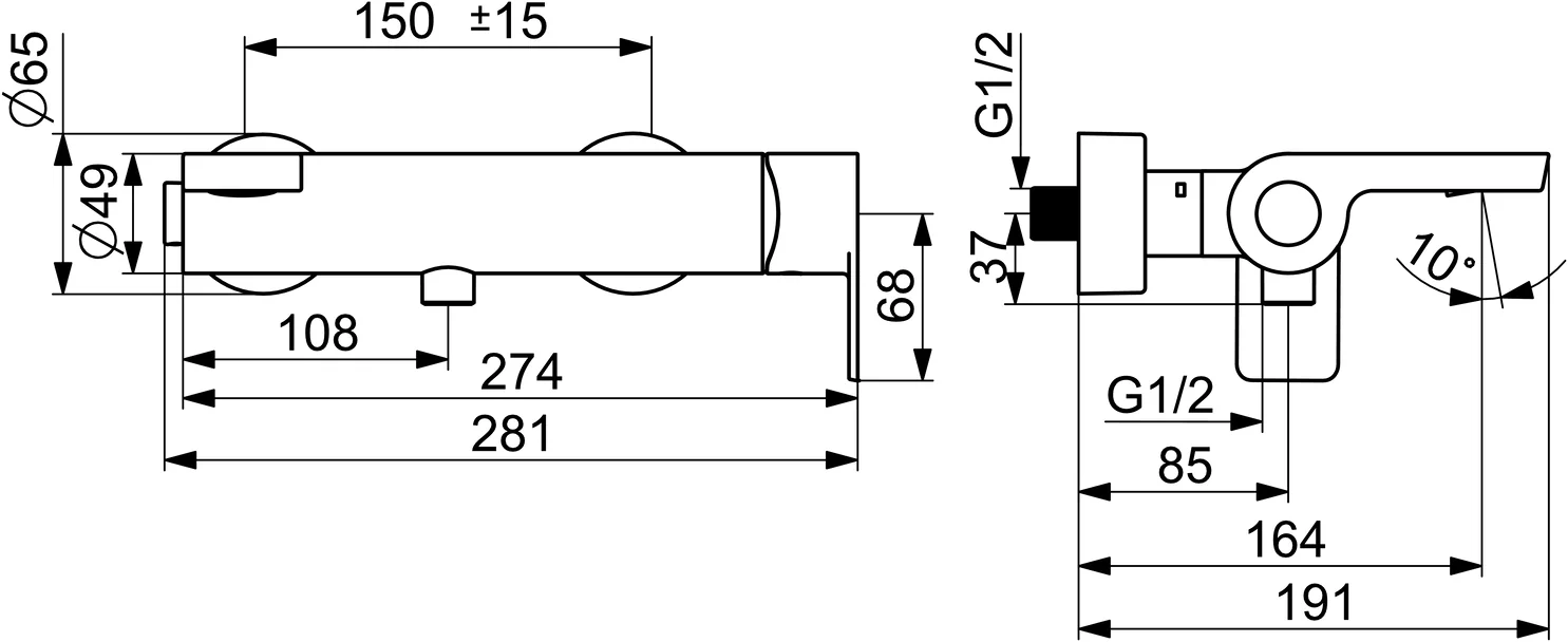 HansaSTELA Einhebelmischer Wannenfüll- und Brausebatterie 5774 Chrom