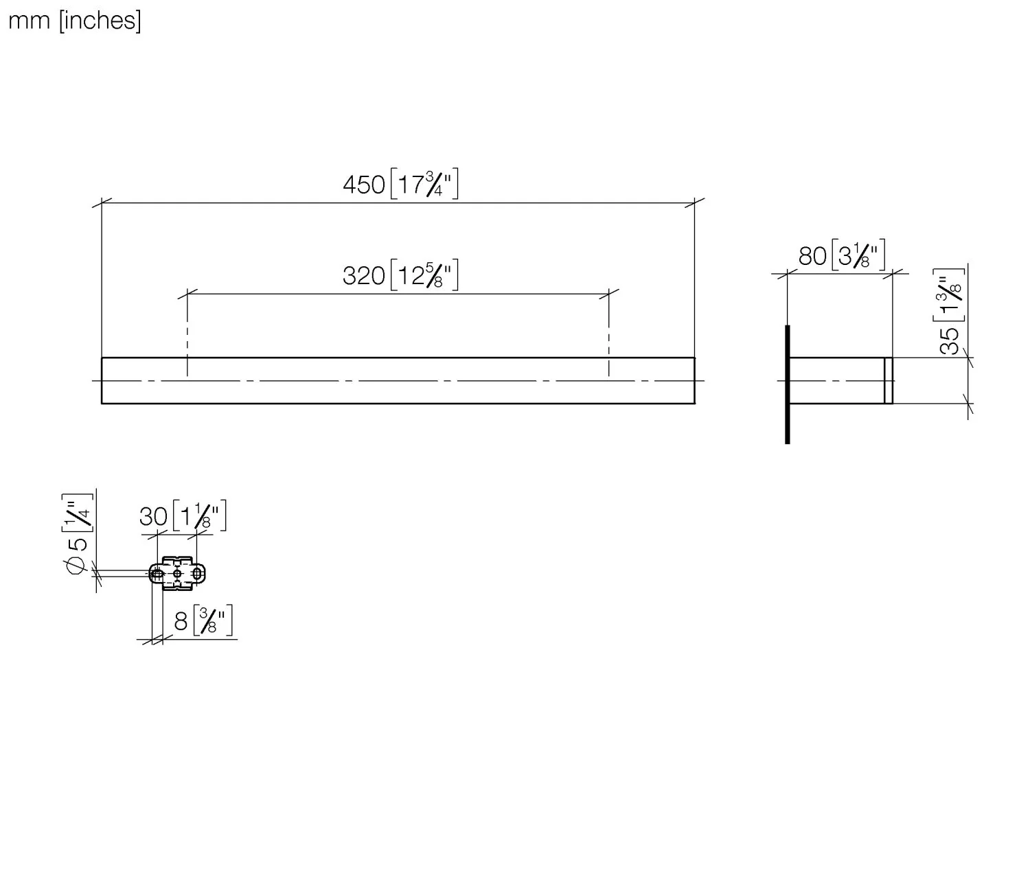 Dornbracht Badetuchhalter SERIENSPEZIFISCH Dark Bronze gebürstet PVD, 320 x 450 mm, Höhe 35 mm, Ausladung 80 mm