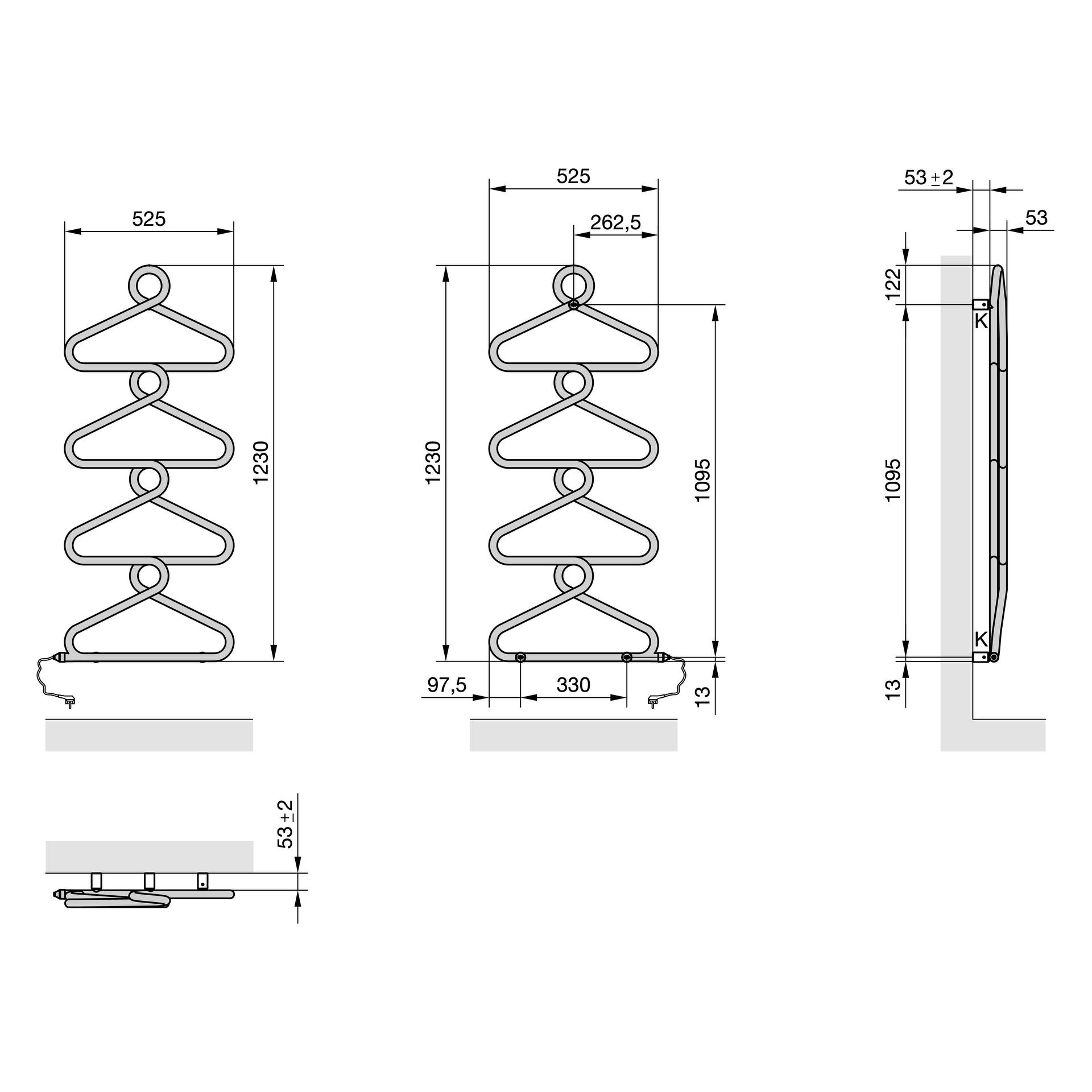 Zehnder Design-Heizkörper Archibald elektrisch IHE, Serie Studio Collection, Farbe Beach Gold, Maße 1.230 x 50 x 525 mm, Höhe 525 mm, Wanneneinbaumaß 83 mm, Rundrohre aus Stahl, Schutzart IP65