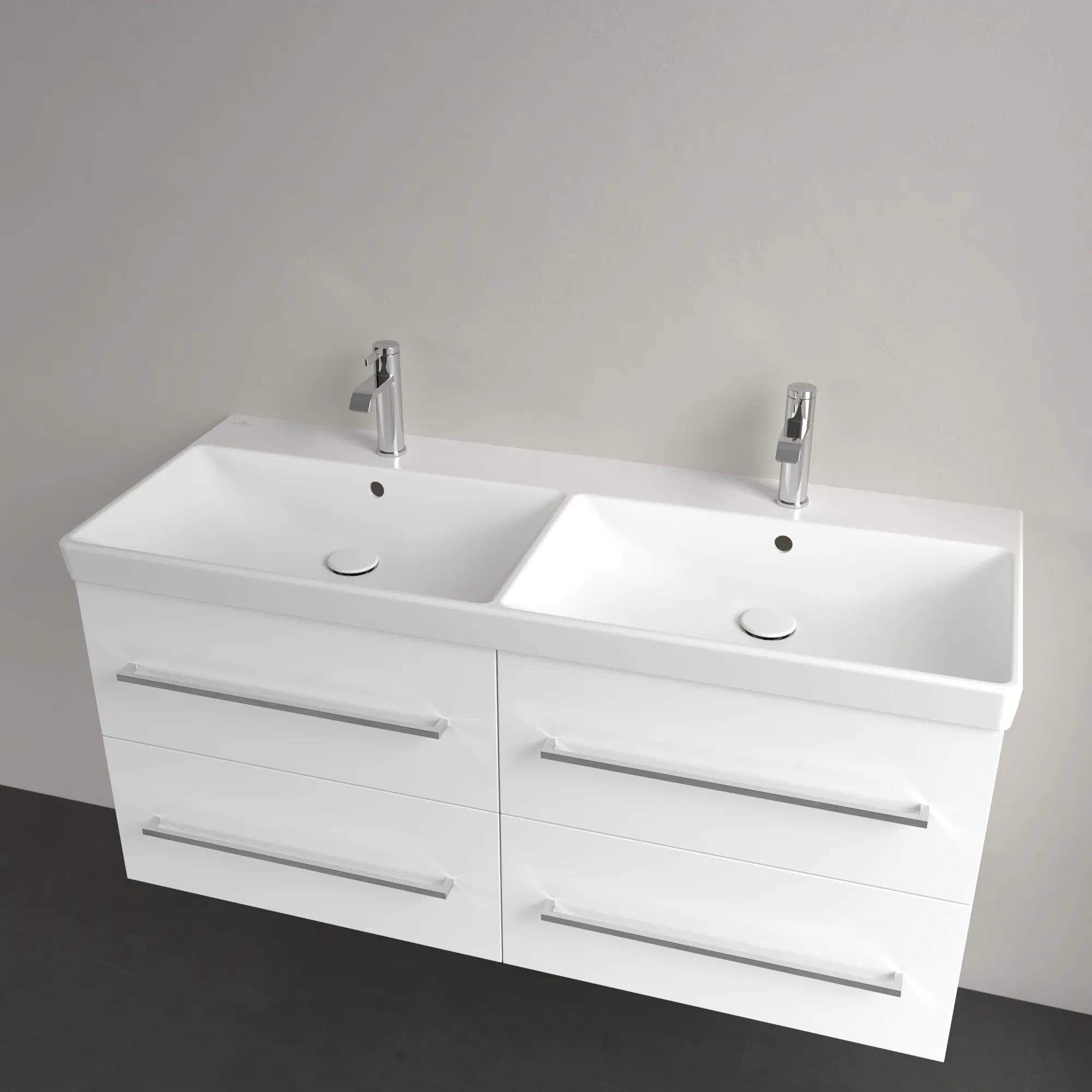 Villeroy & Boch Schrank-Doppelwaschtisch Avento 4A23CK, Stone White CeramicPlus, 1200x470x160 mm, mit Überlauf, für zwei 3-Loch-Armaturen