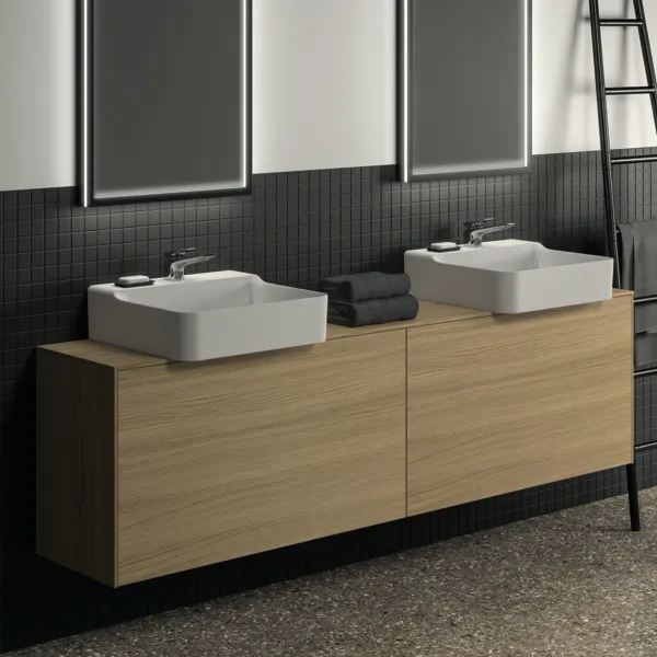 Ideal Standard Conca Waschtischunterschrank, Eiche hell, 1987x373x550 mm, 2 Auszüge mit Push-Open und Softclose-Einzug Ideal Standard Conca Waschtischunterschrank, Eiche hell, 1987x373x550 mm, 2 Auszüge mit Push-Open und Softclose-Einzug