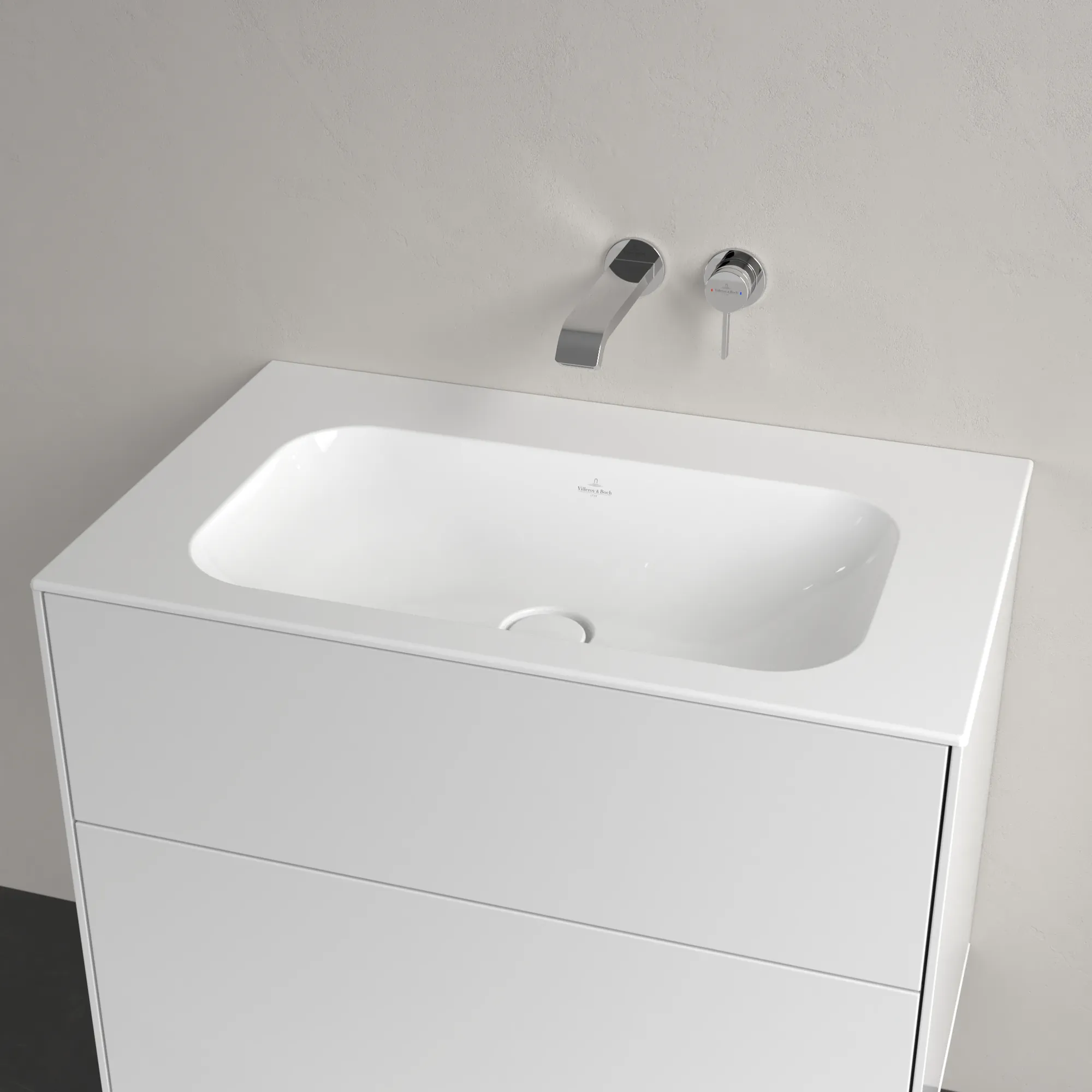 Villeroy & Boch Schrankwaschtisch aus TitanCeram „Finion“ 800 × 500 × 160 mm, ohne Hahnlochbohrung in Weiß Alpin, mit CeramicPlus Villeroy & Boch Schrankwaschtisch aus TitanCeram „Finion“ 800 × 500 × 160 mm, ohne Hahnlochbohrung in Weiß Alpin, mit CeramicPlus