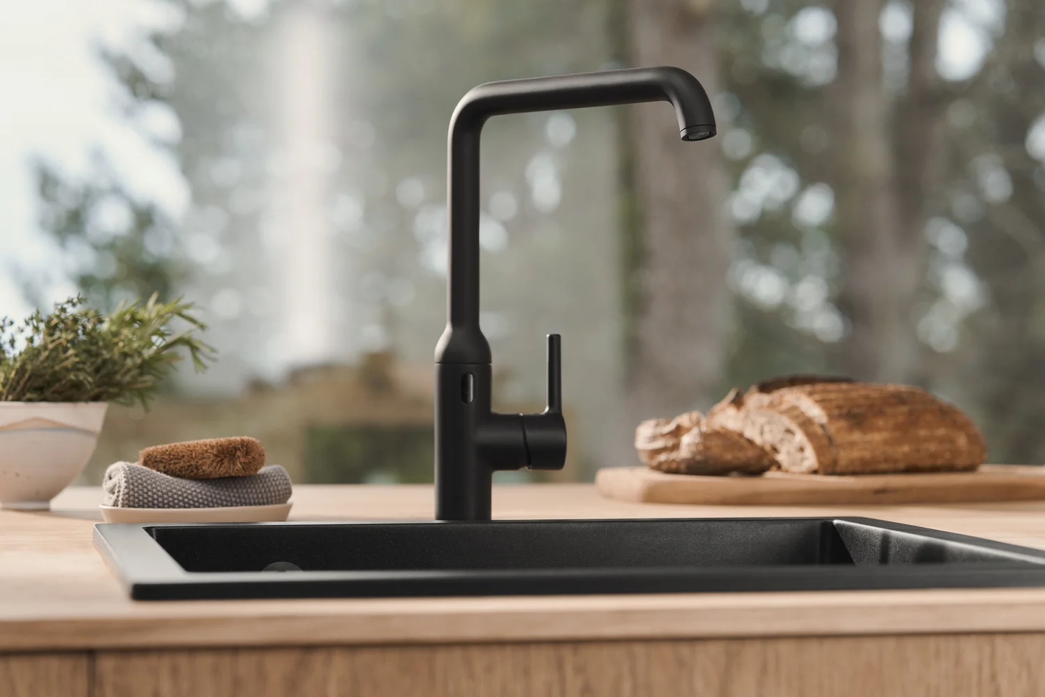 HansaVANTIS Style Küchenarmatur 5421 Matt-Schwarz, Hybrid, Bluetooth fähig