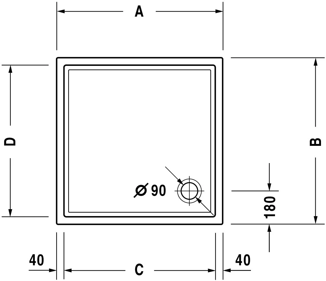 Duravit quadrat Duschwanne „Starck Slimline“ 80 × 80 cm 