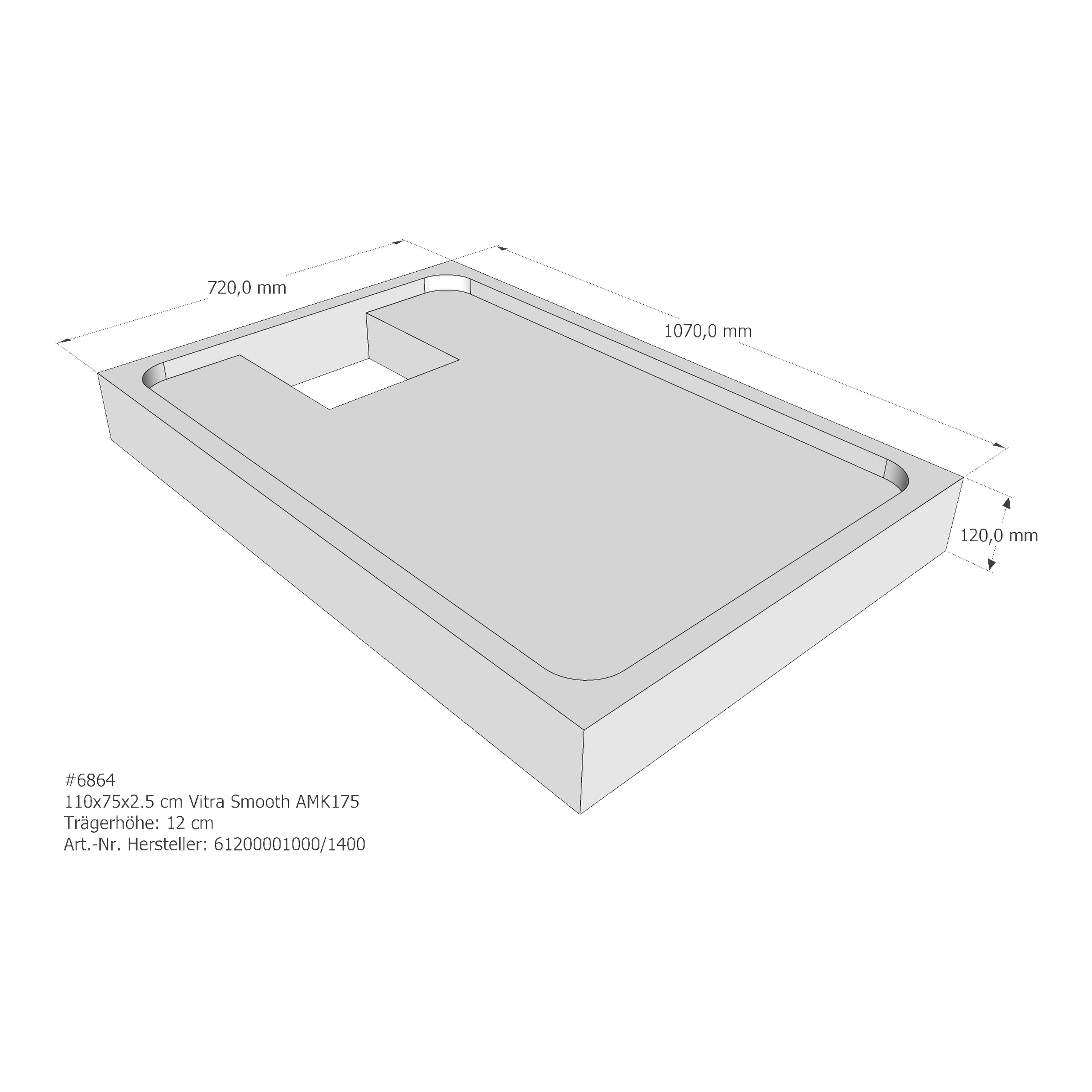 Duschwannenträger für VitrA Smooth 110 × 75 × 2,5 cm Duschwannenträger für VitrA Smooth 110 × 75 × 2,5 cm