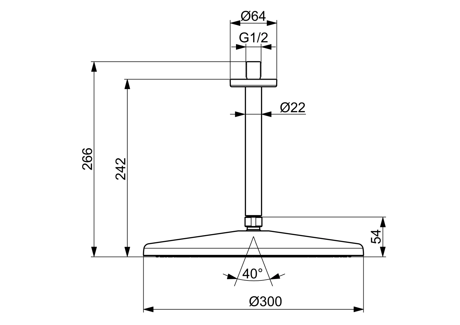 HansaAURELIA Kopfbrause HansaAURELIA 4727 1-strahlig d 300 mm Stahl gebürstet