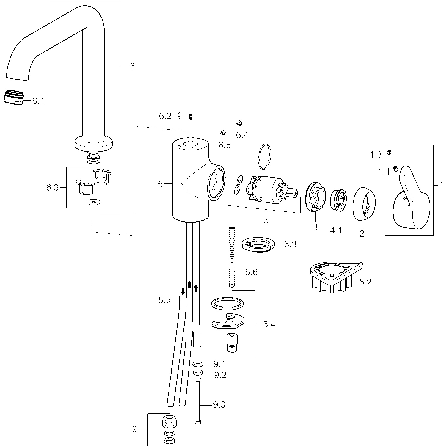 HA Einhebelmischer Küchenarmatur, Niederdruck HANSAPRIMO 4922 Kupferrohr Ausladung 192 mm DN15 Chrom