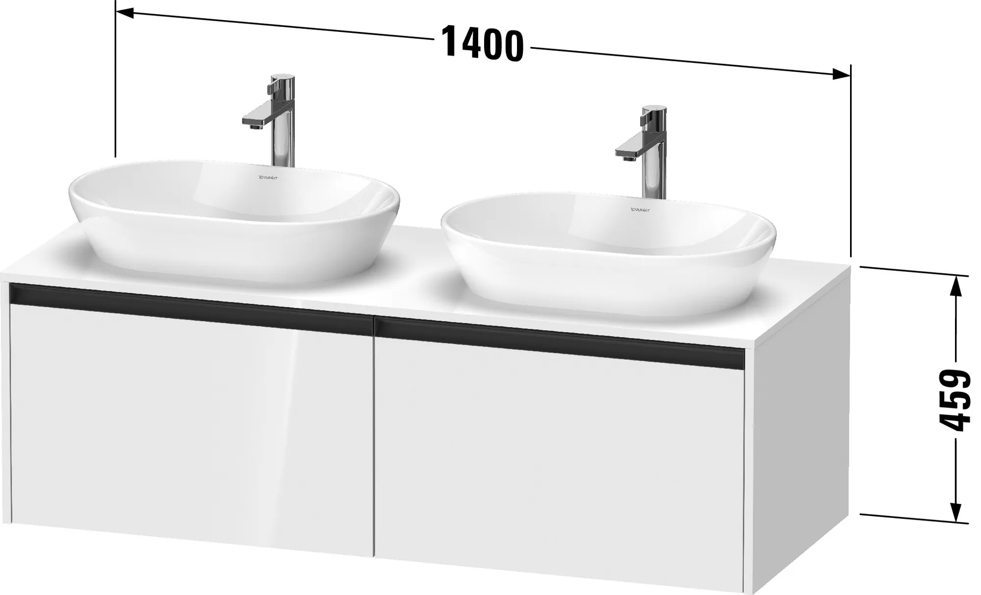 Duravit Waschtischunterschrank wandhängend „Ketho.2“ 140 × 45,9 × 55 cm in Taupe Supermatt