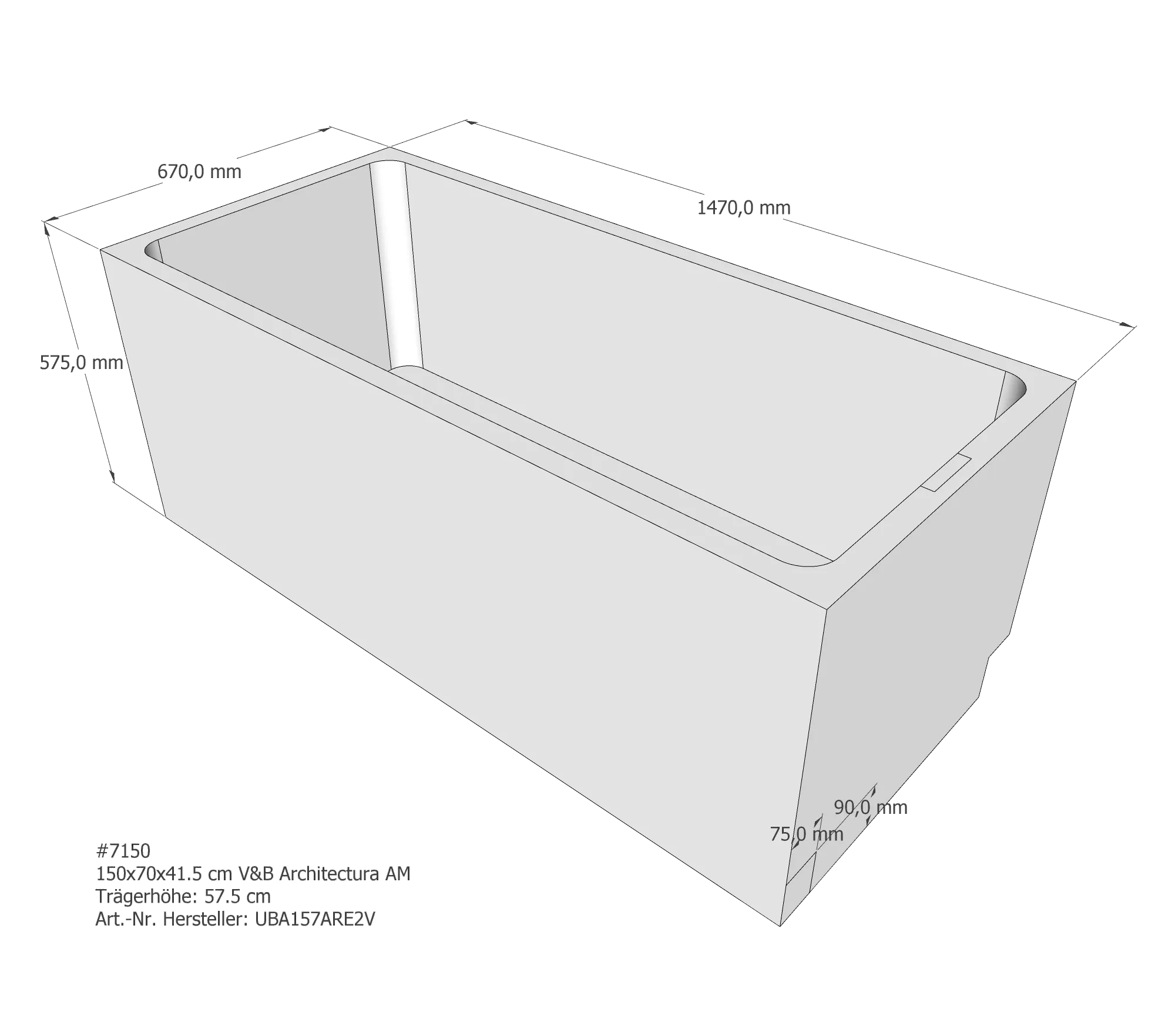 Badewannenträger passend für Villeroy & Boch Architectura 150 × 70 × 41,5 cm Badewannenträger passend für Villeroy & Boch Architectura 150 × 70 × 41,5 cm
