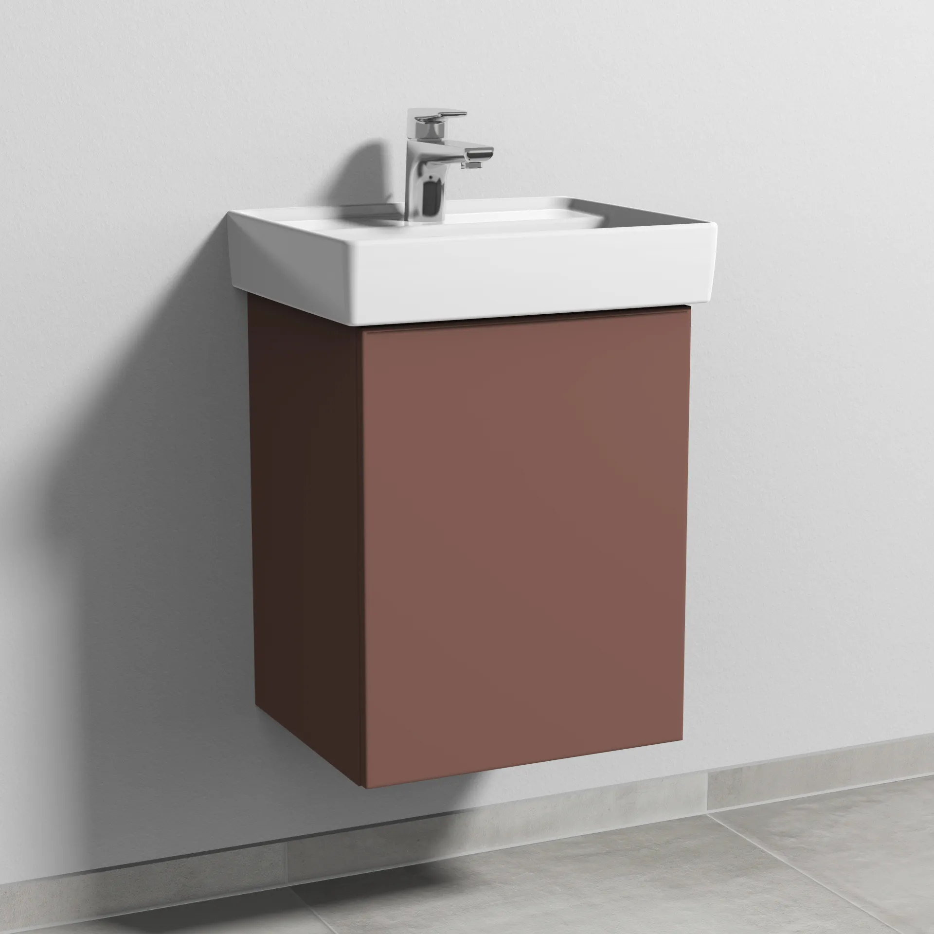 Sanipa Waschtischunterschrank „3way“ passend zu Keramik-Waschtische Collaro von Villeroy &Boch 400 × 517 × 347 mm in Wine-Red, Anschlag rechts