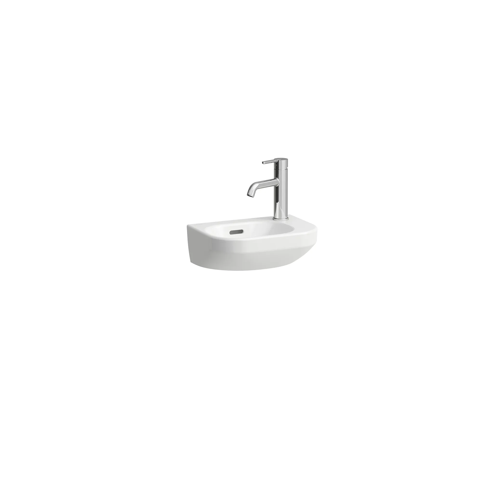 Waschtisch LUA 360x250x145 asymmetrisch Becken links 1 Hahnloch rechts mit Überlauf weiß Waschtisch LUA 360x250x145 asymmetrisch Becken links 1 Hahnloch rechts mit Überlauf weiß