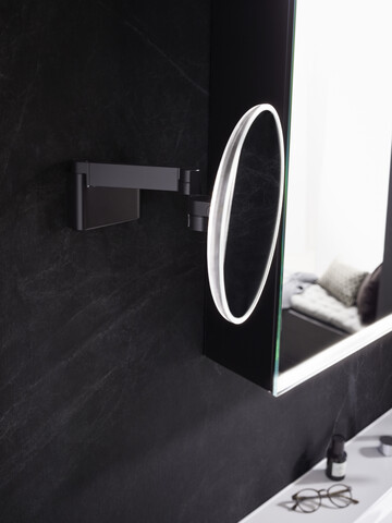 emco LED-Kosmetikspiegel „evo“ Quadrat in schwarz