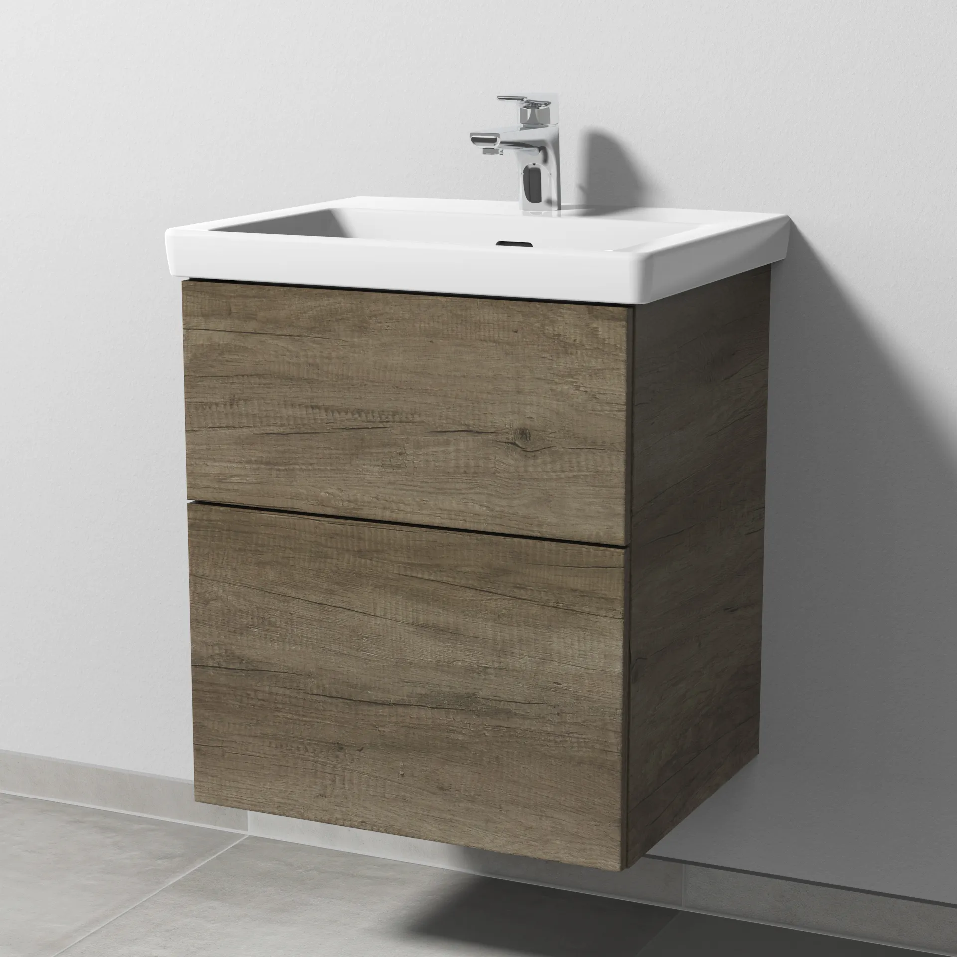 Sanipa Waschtischunterschrank „3way“ 507 × 588 × 432 mm in Eiche Nebraska, Becken mittig