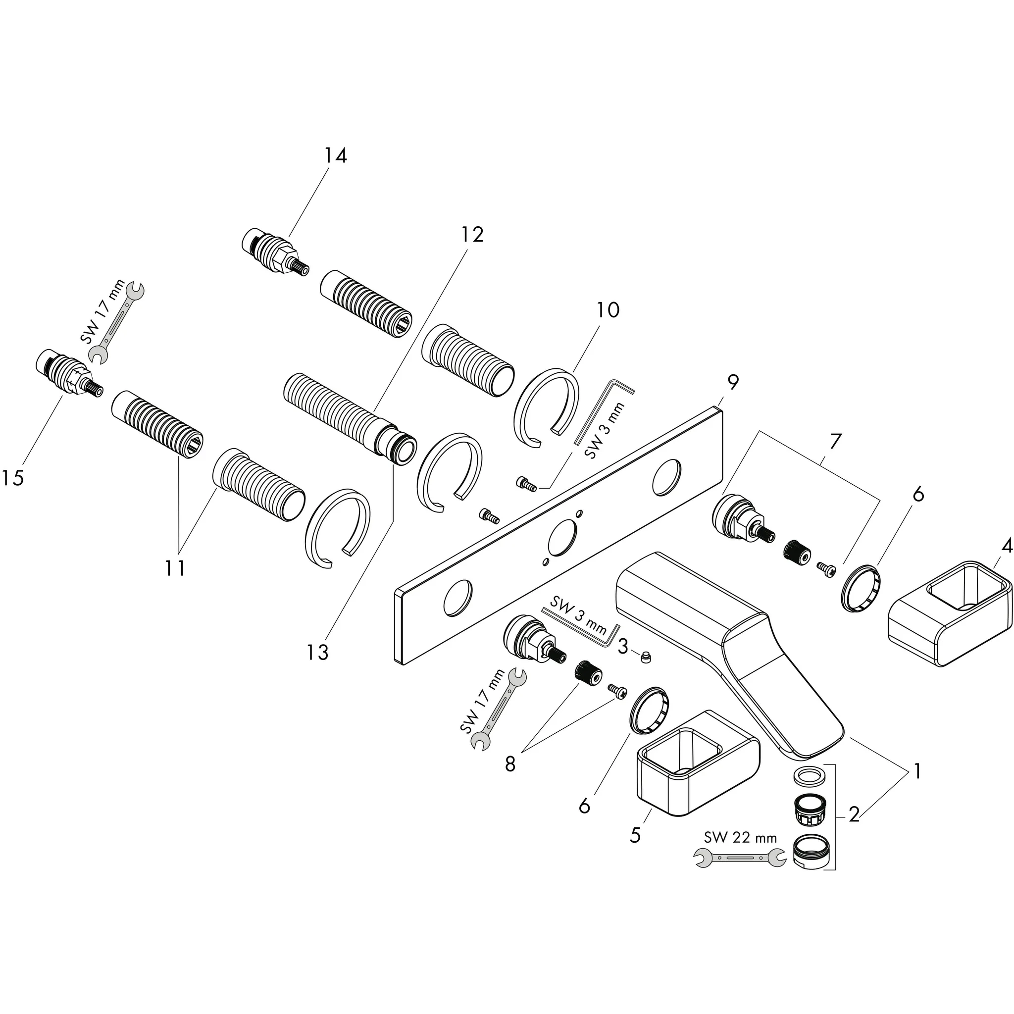 Hansgrohe AXOR Urquiola 3-Loch Waschtischarmatur Unterputz Chrom Hansgrohe AXOR Urquiola 3-Loch Waschtischarmatur Unterputz Chrom