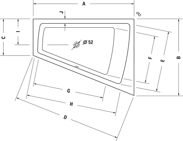 Duravit Badewanne „Paiova“ sonderform 170 × 130 cm, rechts