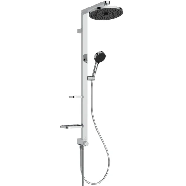 Ideal Standard Ceratwist Alu+ Duschsystem, Chrom, Aufputz, 100% recyceltes Aluminium, 2 Strahlarten Hand- und Kopfbrause