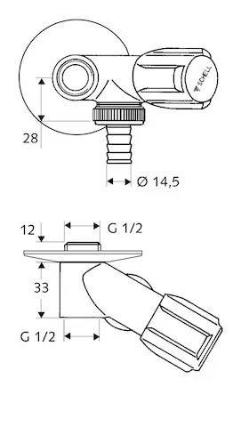 NA-Ventil COMFORT, RFV, DN 15 G 1/2 AG, Schlauchverschraubung Ø 14,5 mm (DN 20 G 3/4 AG), DN 15 G 1/2 IG, chrom
